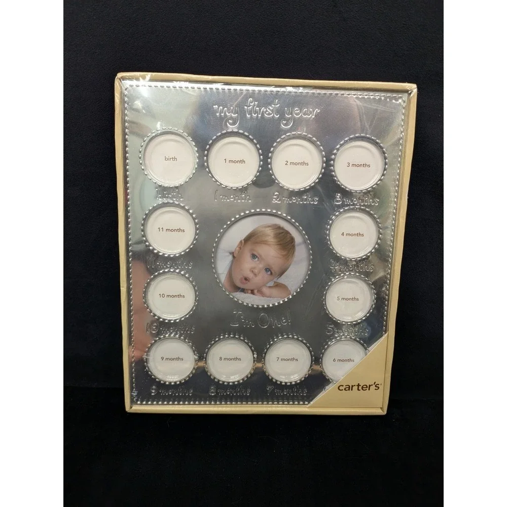 Carter's Photo Smiley Happy Frame 1 Year Of Baby's Life 12 Month NOS Silver Gift